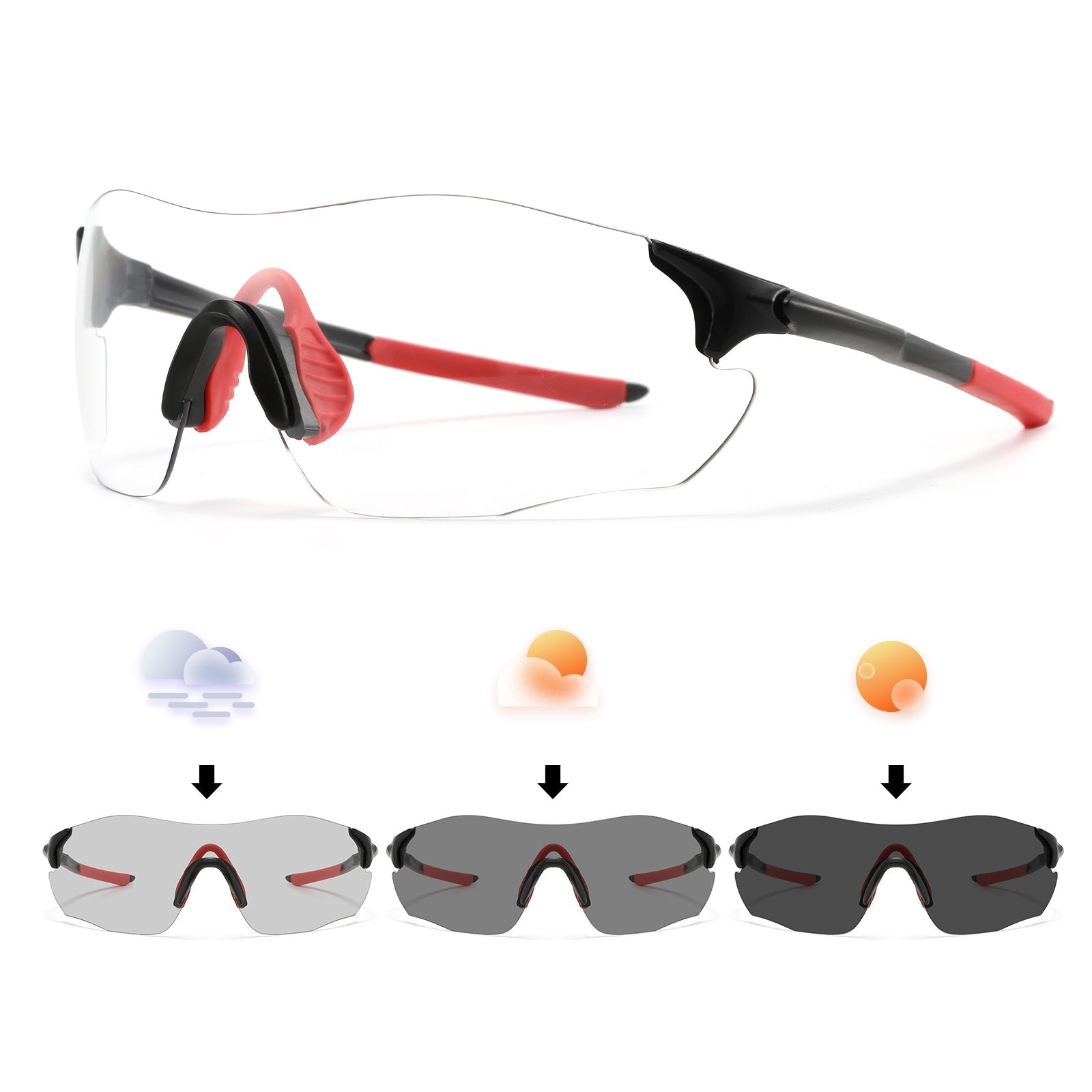Óculos Fotocromático Sem Aro 23g Inpace - Preto/Vermelho